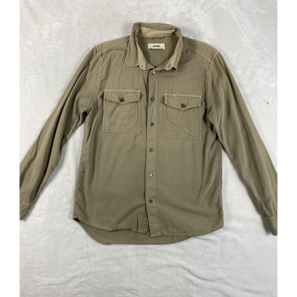 Buck Mason Shirt Men Sz S Khaki Long Sleeve Soft Utility Americana Rugged Casual